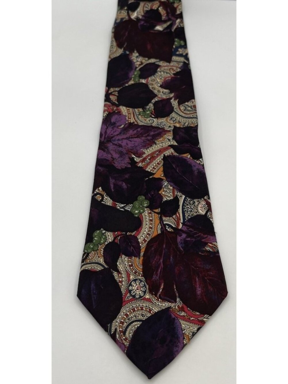 HUGO BOSS Men's Silk Cotton Necktie LUXURY Paisley Purple Floral W:3.6" Italy - Picture 5 of 8
